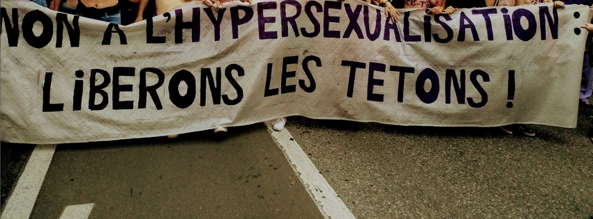 Manifestation du 14 juin 2019, Genève. Toutes les tendances féministes défilent ensemble, mais les revendications liées au corps dominent © Lucienne Bittar