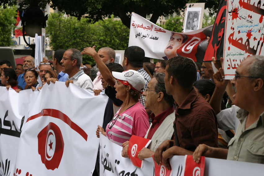 Tunis février 2015, manifestation anti Ennahda ©Pierre Desorgues