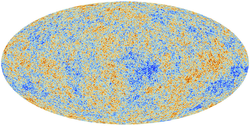 Carte du rayonnement du fond diffus émis il y a environ 13 mia d’années par l’Univers en début de formation, émise à partir des données collectées en 2010 par le satellite Planck @ ESA and the Planck Collaboration