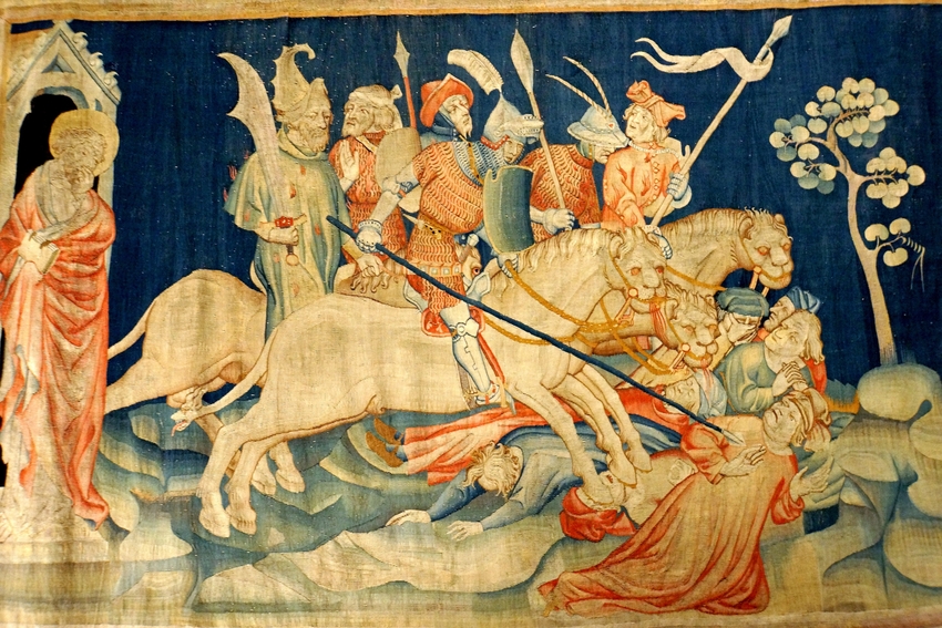« Tapisserie de l’apocalypse » d’Angers (XIVe siècle) © Wikimedia, photo : Dennis Jarvis