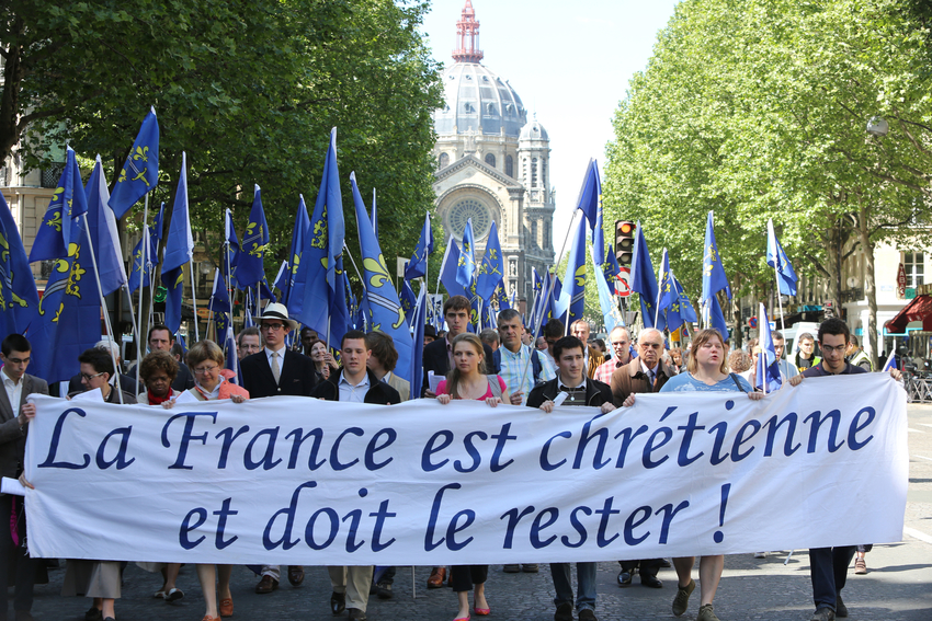 Manifestation organisée par l'institut Civitas, Paris 2013 © Philippe Lissac / Godong