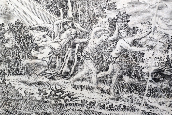 Adam et Eve chassés du Paradis, Illustration la Bible, 18e siècle, France © GODONG, Fred de Noyelle