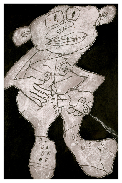 "Pisseur à droite VD 43", par Jean Dubuffet, 27 août 1961, encre de Chine sur papier © Musée des Arts décoratif (MAD) Paris; photo pour la Suisse © 2020, ProLitteris, Zurich
