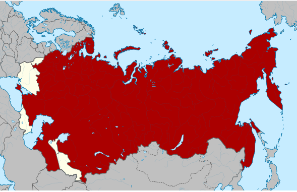 Carte de l'Union soviétique en 1922 (la RSFS de Russie est indiquée en rouge) Wikipedia